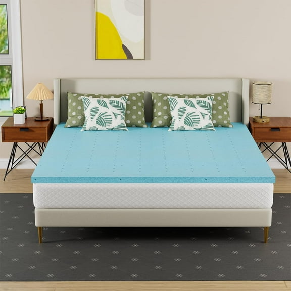 Dkelincs 2 inch Cooling Gel Memory Foam Mattress Topper, Gel Infused Soft Mattress Topper for Back Pain Pressure Relief, Ventilated, CertiPUR-US Certified, King Size