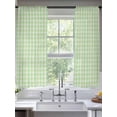 thumbnail image 3 of Sage Green Semi Sheer Curtains 63 Inch Length 2 Panels Set, Grid Checkered Plaid Gingham Lattice Trellis Sheer Kitchen Curtain Privacy Voile Window Curtain for Living Room Bedroom Rod Pocket Drapes, 3 of 7