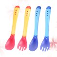 thumbnail image 2 of EeaseCA 4pcs Baby Tableware Tip Portable Cutlery Fork Tableware Temperature Sensing Spoon (Yellow Fork and Spoon + Blue Fork and Spoon), 2 of 7