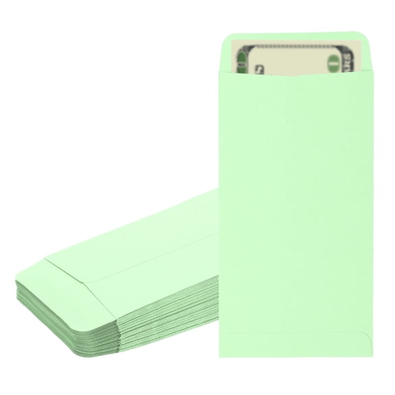 Uxcell Money Envelope, 50 Pcs 6.5" x 3.5" Cash Holder for Checks Coins, Light Green