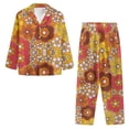 thumbnail image 3 of Renewold Causal Button Down Pajamas Long Sleeve Hippie Flowers Loungewear Sleepwear Set 2 Pieces Thermal Women Scoop Neck Tracksuit Comfy Nightwear Size XS, 3 of 6