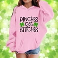 thumbnail image 2 of IWRICH St. Patrick's Day Hoodies for Girls Pinches Get Stitches Printed Shamrock Sweatshirts Saint Patrick's Tops,Size 3-14 Years Pink 160, 2 of 4