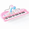 thumbnail image 2 of Piano musical electrónico para niños de 37 teclas con micrófono, color rosa, 2 of 6