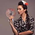 thumbnail image 3 of Magnetic Closure Folding Hand Fan for Dance & Performance - Ancient Style Hanfu Accessory Theatre Prop Decor Gift, Durable Polyester Fan for Adults Kids, 3 of 9