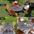 thumbnail image 4 of Gray Hockey Round Tablecloth for 36-44 Inch Tables, Fitted Table Cover with Elastic Edge, Modern Art Vintage Hockey Ball Sports Waterproof Outdoor Table Cloth Protector for Patio Garden Dinner Picnic, 4 of 9
