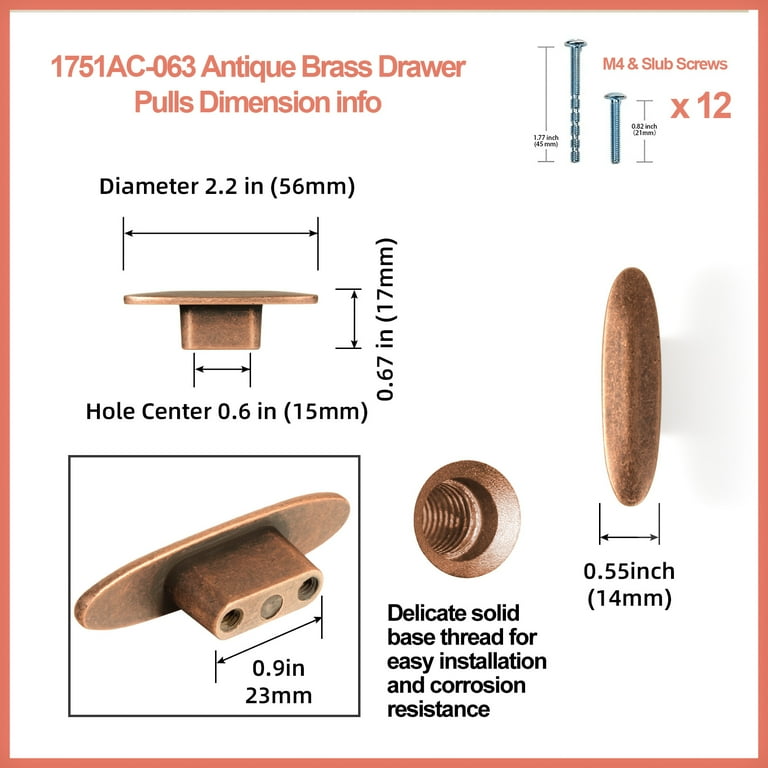 Goo-Ki 6 Pack Antique Copper Knob Hardware - 0.63 Goo-Ki 6 Pack Antique Copper Knob Hardware - 0.63