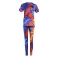 thumbnail image 6 of Gzhioc Women 2 Piece Tracksuit Set, Short Sleeve Tie Dye Tops High Waist Pants Bodycon Yoga Sports Summer Outfits, 6 of 7