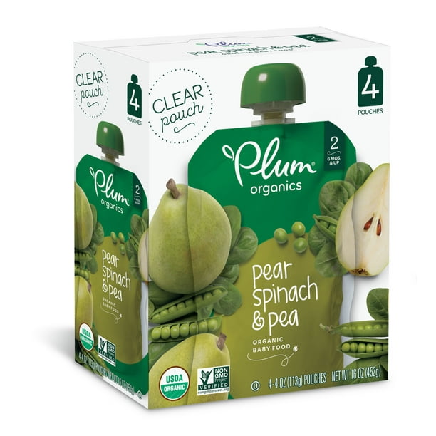 Plum Organics Stage 2 Organic Baby Food, Pear, Spinach