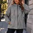 thumbnail image 6 of FDGIU Women Gingham Zip Up Jacket Collared Long Sleeve Drawstring Hem Casual Plaid Outerwear, Fall Lightweight Checkered Bomber Style Coat, 6 of 6