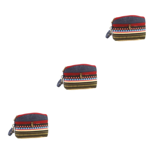 Minnieouse Monedero ligero y portátil con tarjetas de efectivo y llaves de tela de estilo étnico Monedero de tela Rojo - Viento étnico LQ Type1 NO1