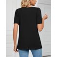 thumbnail image 3 of SHIBEVER Women T-Shirts Summer Tops Short Sleeve Square Collar Tunic Tops Solid Color loose Shirts Knitted Top Blouses Black M, 3 of 4