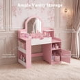 thumbnail image 4 of LINLUX Kids Vanity Table and Chair Set with Mirror and Large Storage, Princess Makeup Dressing Table for Girls, Pink, 4 of 10