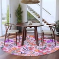 thumbnail image 3 of Round Rugs 6 Ft, Spring Floral Non Slip Area Rugs for Kitchen Bedroom Entryway, Retro Watercolor Flowers Leaves Plants Purple Washable Carpet Runner Rug Floor Mats for Bedroom Home Decor, 3 of 8