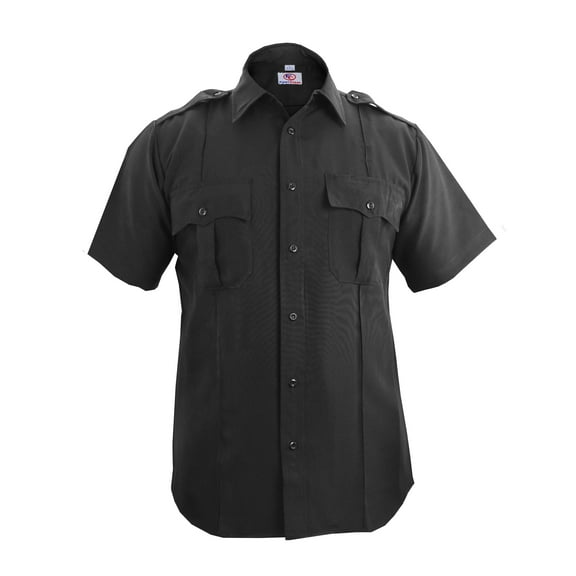 First Class 100% Polyester Short Sleeve Zippered Uniform Shirts - Black - S