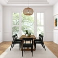 thumbnail image 3 of Plank+Beam 72" Classic Solid Wood Dining Table Set, Pecan Wirebrush, + 6 Chairs Black, 3 of 6