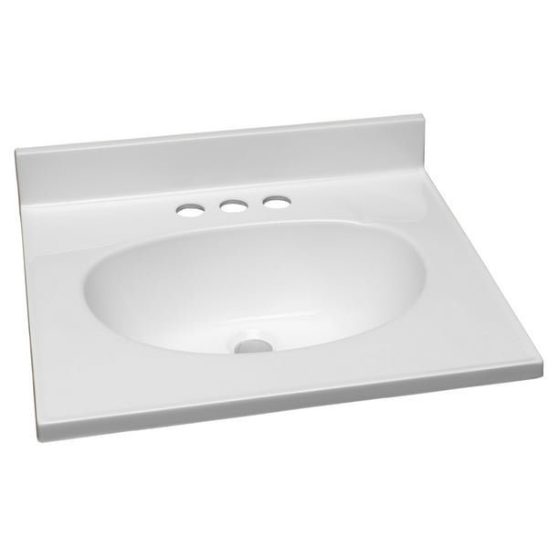 Design House 19 In Cultured Marble, Cultured Marble Vanity Top In White With Basin