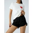 thumbnail image 5 of Qiylii Women's T-Shirt Heart/Letter Print Design Short Sleeve Round Neck Summer Breathable Simple Street Tops, 5 of 6