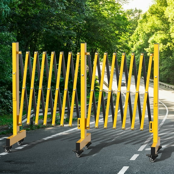 YUONAO 16FT Metal Expandable Folding Security Gate - Retractable Driveway Barrier for Home, Yard, or Business Protection