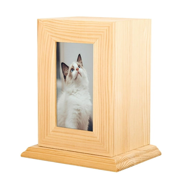 Urna de madera para mascotas, para perros, gatos, cenizas, ataúd cinerario, marco de fotos, conmemoración funeraria Madera clara