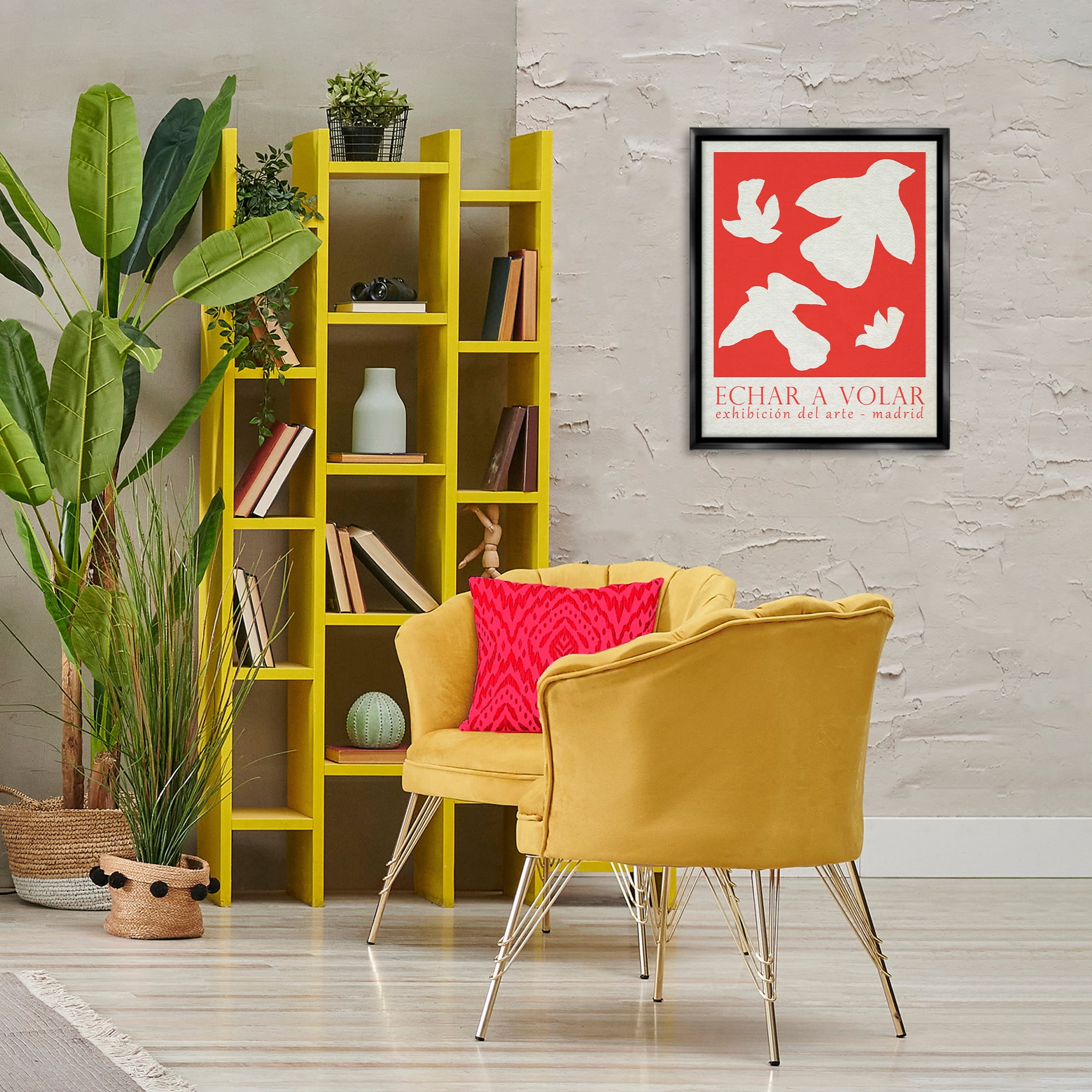 Stupell Industries Classic Exhibition Red Birds Typography Painting Black Floater Framed Canvas Art Print Wall Art, 17 x 21