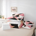 thumbnail image 6 of Homewish Abstract Geometric Triangle 7-Piece Twin Bedding Sets,Patchwork Checkered Bedding Comforter Set,Pink White Black Sheet Sets For Kids,Luxury Bedroom Decor Reversible, 6 of 8