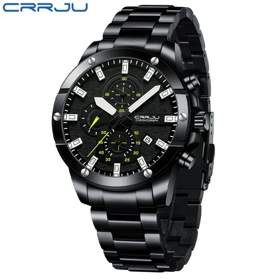 New CRRJU Sports Men Watches Top Brand Luxury 316L Stainless Steel Quartz Watch Men Fashion Waterproof Chronograph Relogio