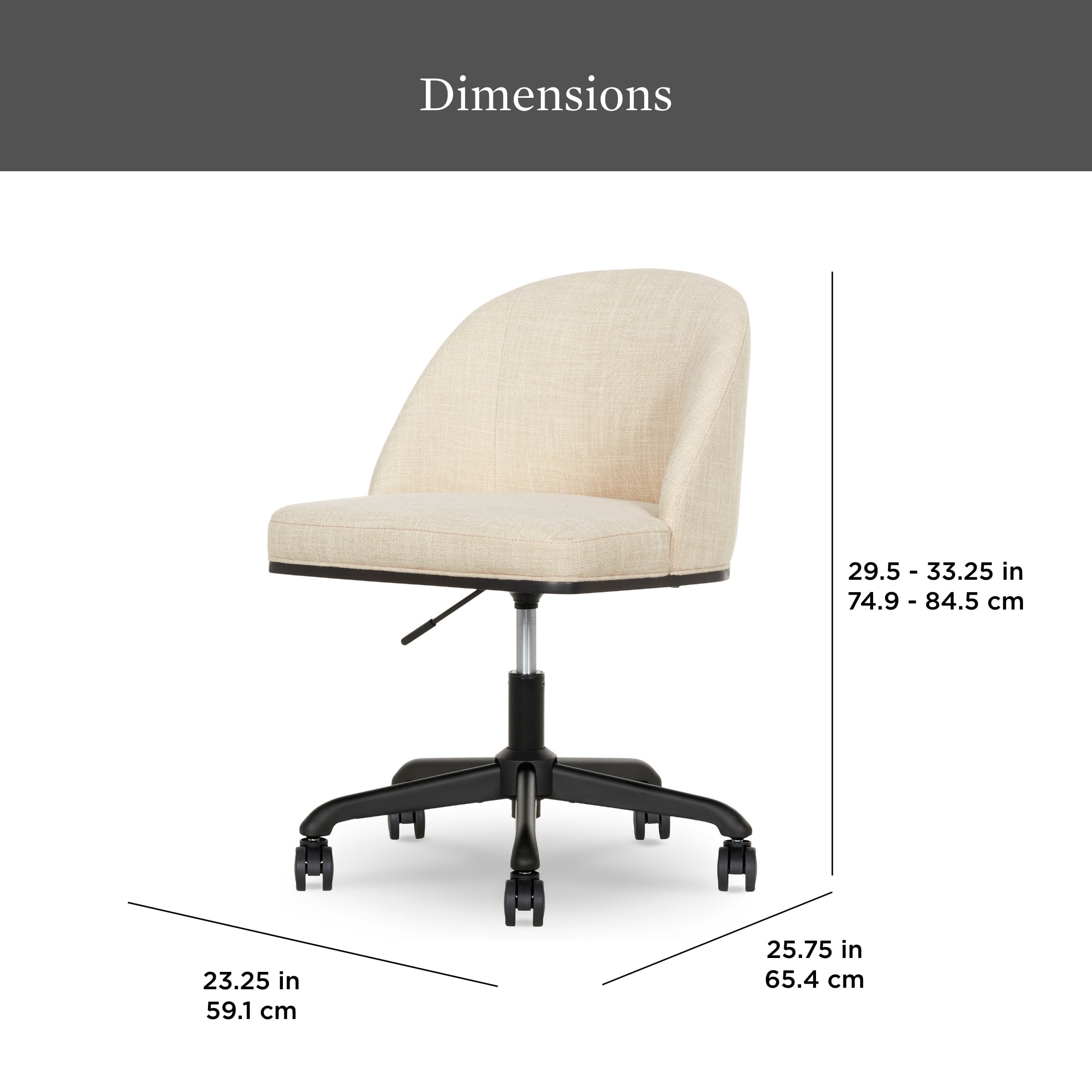 Better Homes & Gardens Oaklee Office Chair, Cream and Charcoal Finish
