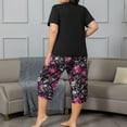 thumbnail image 4 of FUNDUFI Lounge Set For Women Short Sleeve Tops Capri Pants Oversized 2Pcs Pjs Set Comfy Sleepewar Outfit Cozy Nightwear, 4 of 8