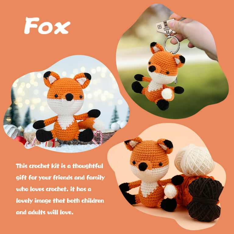 Jupean Beginners Crochet Kit, 3 Pack Cute Small Animals Kit for Beginers  and Experts,Crochet Starter Kit for Beginner DIY Craft Art  (Elephant&Hedgehog&Fox) 