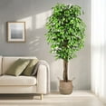thumbnail image 2 of ShadeMart 59" Artificial Ficus Tree with Natural Wood Trunk, Silk Fake Ficus Tree in Plastic Nursery Pot, Faux Plant for Office Home, Indoor Outdoor Decor - Pot Style 01, 2 of 6