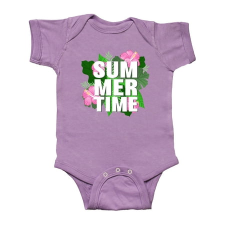 

Inktastic Summer Time Jungle Leaves and Hibiscus Flowers Gift Baby Boy or Baby Girl Bodysuit
