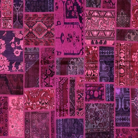 Ahgly Company Indoor Square Oriental Pink Modern Area Rugs, 8' Square