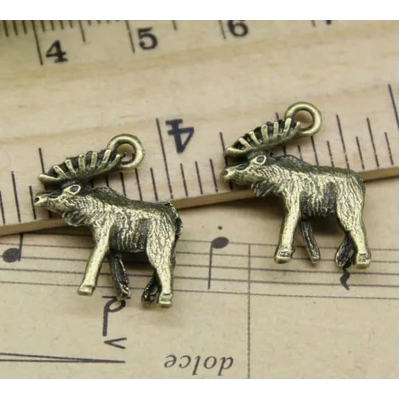 U8MO 20/50X DIY Jewelry Making Cute Elk Moose Deer Alloy Charm Pendants 18x17mm-bronze-20pcs