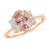 ANGARA Natural Tapered Shank Solitaire Oval 1.65 ct Morganite Ring with Diamonds in 14K Rose Gold for Women | Birthday, Anniversary, Jewelry Gift for Women | Natural Morganite Ring