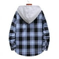 thumbnail image 4 of YAYUBA Mens Plaid Flannel Hoodie Shirt Casual Button Down Jacket Shirts Stylish Long Sleeve Shirts with Pocket, 4 of 5