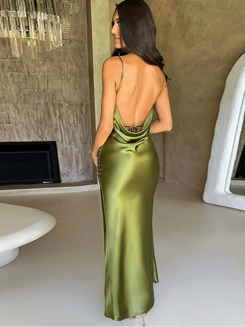 princess polly baby blue dress Tied Backless Ruched Slit Dress – Soulful Drip® main image 0