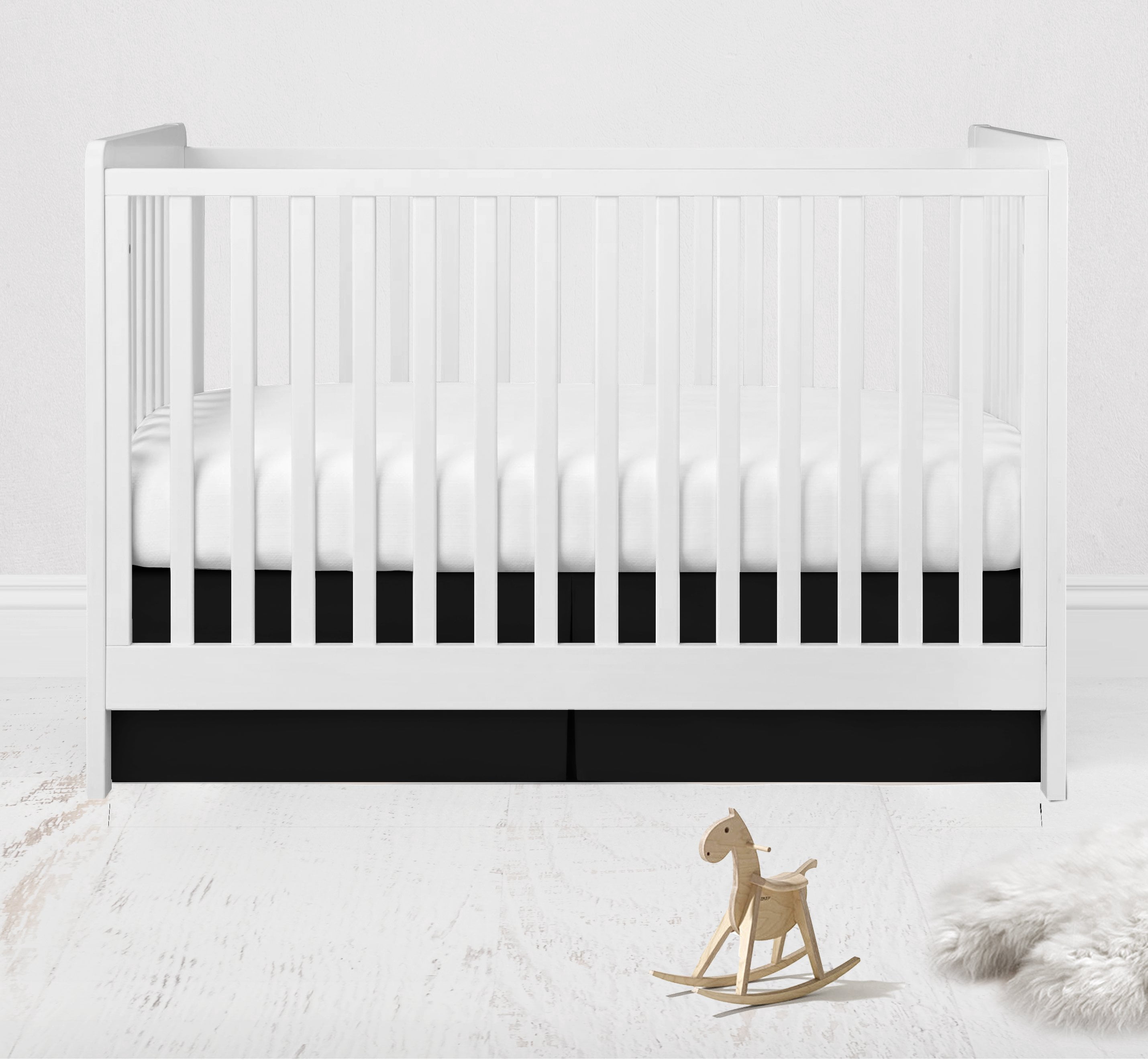 Multiple Options of Crib or Toddler Bed Skirt or Dust Ruffle 100% Cotton Percale, Aztec Love Black