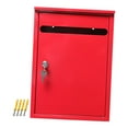 thumbnail image 1 of Buzón de metal de gran capacidad para porche, patio, exterior, montaje en pared rojo, 1 of 9