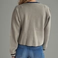 thumbnail image 4 of Fesfesfes Women's Casual Knit Cardigan Solid Color Long Sleeve Stand-Up Collar Sweater with Ribbed Cuffs Trendy Comfy Homewear Blouses(Gray#2,S), 4 of 5