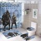 thumbnail image 1 of Dios de las guerras-theme 4-Piece Shower Curtain Set with Rugs, Waterproof Bathroom Decor Set Includes Bath Mat, U-Shaped Rug, Toilet Lid Cover and Curtain with Hooks, 1 of 3