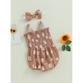 thumbnail image 3 of GXFC Infant Baby Girl Romper Dress Outfits Newborn Girls Sleeveless Sling  Daisy Print Jumpsuit One Piece Skirt Dress Babysuit with Bow Headband 0-18M, 3 of 8