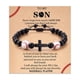 thumbnail image 1 of Pulsera de cuentas de fútbol, regalo, pulsera de entrenador de fútbol negro mate, pulsera de béisbol con piedra de ojo de tigre, 1 of 6