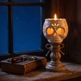thumbnail image 5 of White Skull Tealight Candle Holder, Farmhouse Halloween Pumpkin Tea Light Candle Holders Decor, Fall Tables Centerpieces for Thanksgiving & Halloween Party, 5 of 6