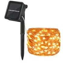 Solar 72ft Copper Wire String Lights, Warm White - 200 LED