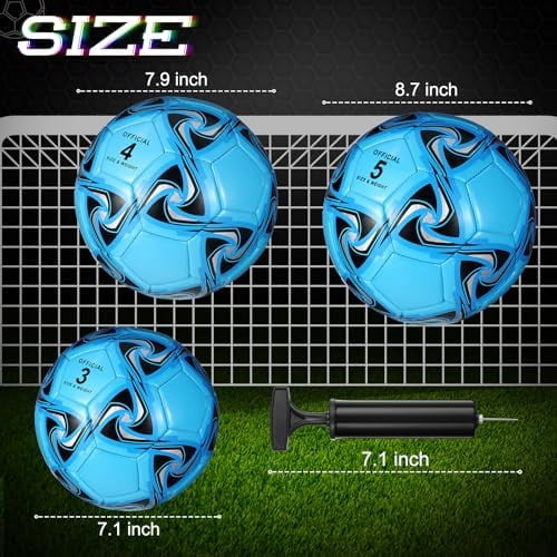 YNGLLC 6 Pcs Soccer Ball Bulk with Pump Official Size Indoor Outdoor Sport Soccer Gift for Kids Teen Adult Practice Game Back to School