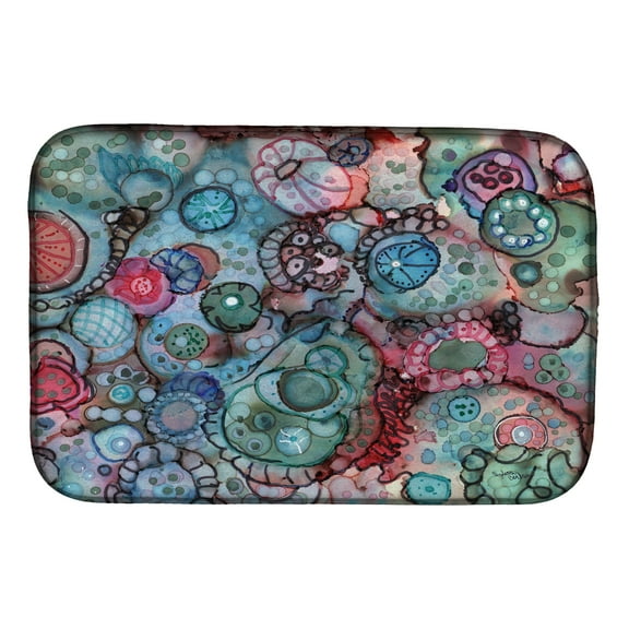 Abstract in Reds and Blues Dish Drying Mat