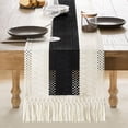 thumbnail image 2 of Boho Style Bicolor Stitching Table Runner, Boho Table Runners, Farmhouse Woven Home Decor, 2 of 14
