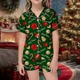thumbnail image 2 of XEGLSBU Girls Pajamas Size 10-12 Little Girls Boys Pajamas Set Christmas Kids Short Sleeves Sleepwear 2pcs Button down Classic Loungewear Shorts Girls Pajamas Nightgown c-Dark Green Size 10-11 Years, 2 of 4