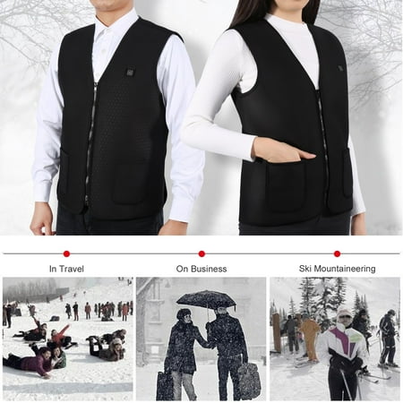 Electric Heated Vest,Yosoo Washable 5 Size USB Charging Heated Clothing for Motorcycle Snowmobile Bike Riding Hunting