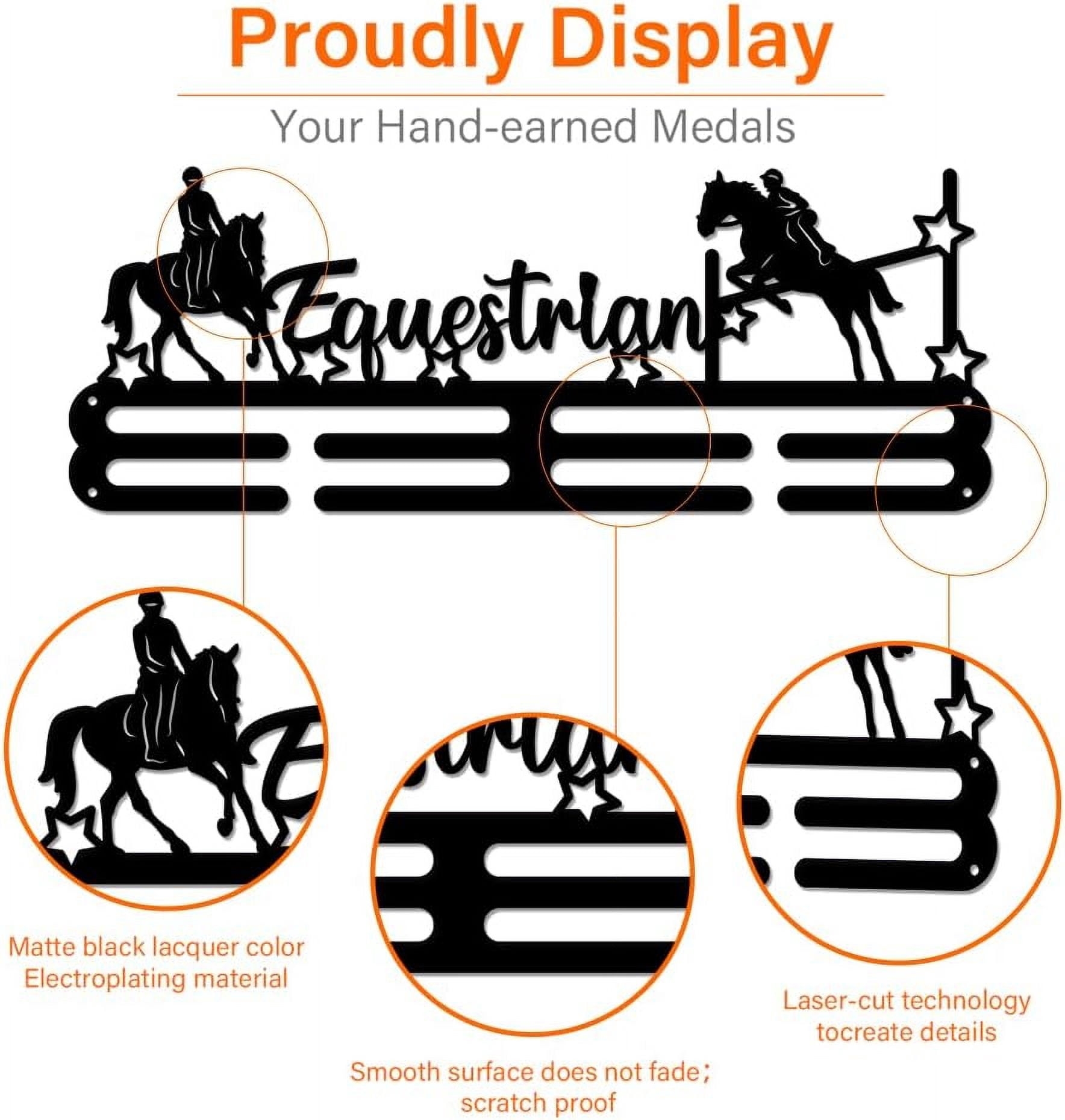 Equestrianism Medal Hanger Display Men Horse Stars Sports Medal Display Rack Awards Ribbon Holder Display Wall Hanging Athlete Gift Load Capacity 10KG Making DIY